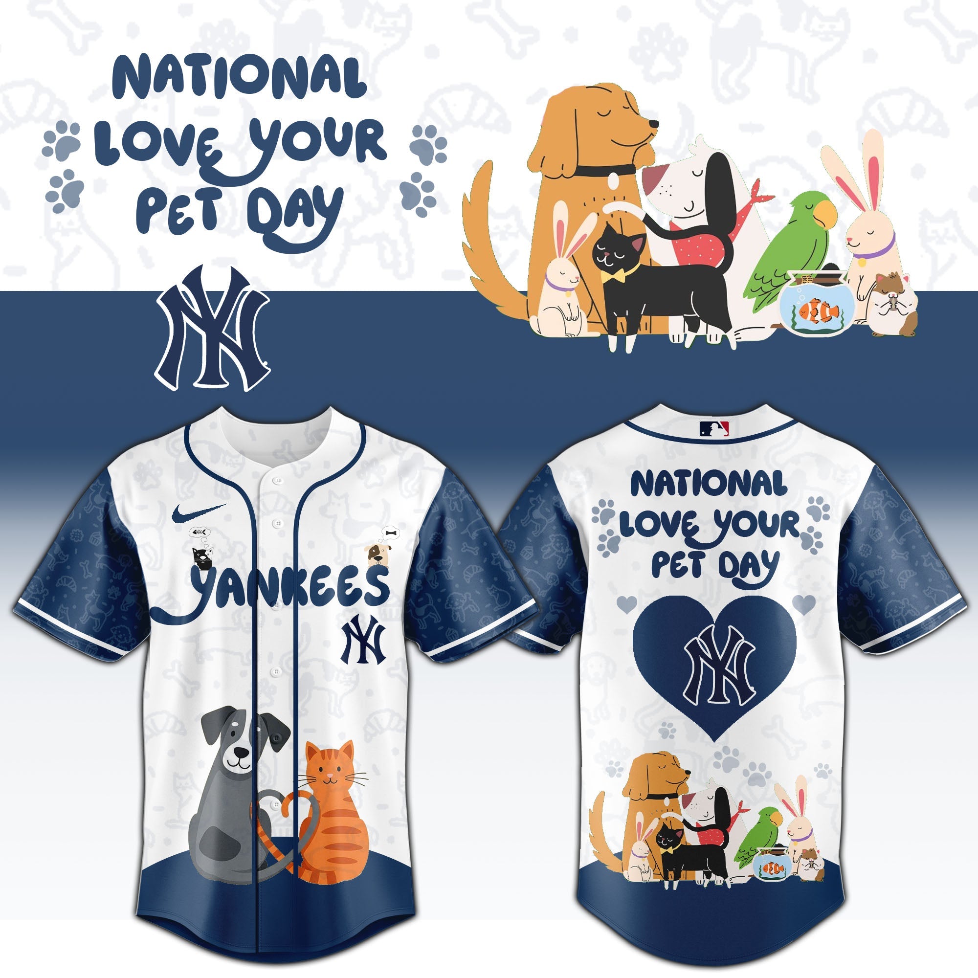 NY Yankees special National Love Your Pet Day Limited Edition Jersey