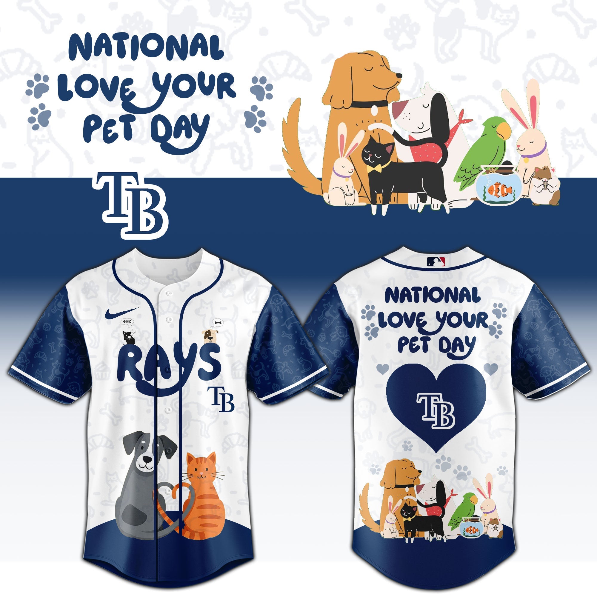 TB Rays special National Love Your Pet Day Limited Edition Jersey
