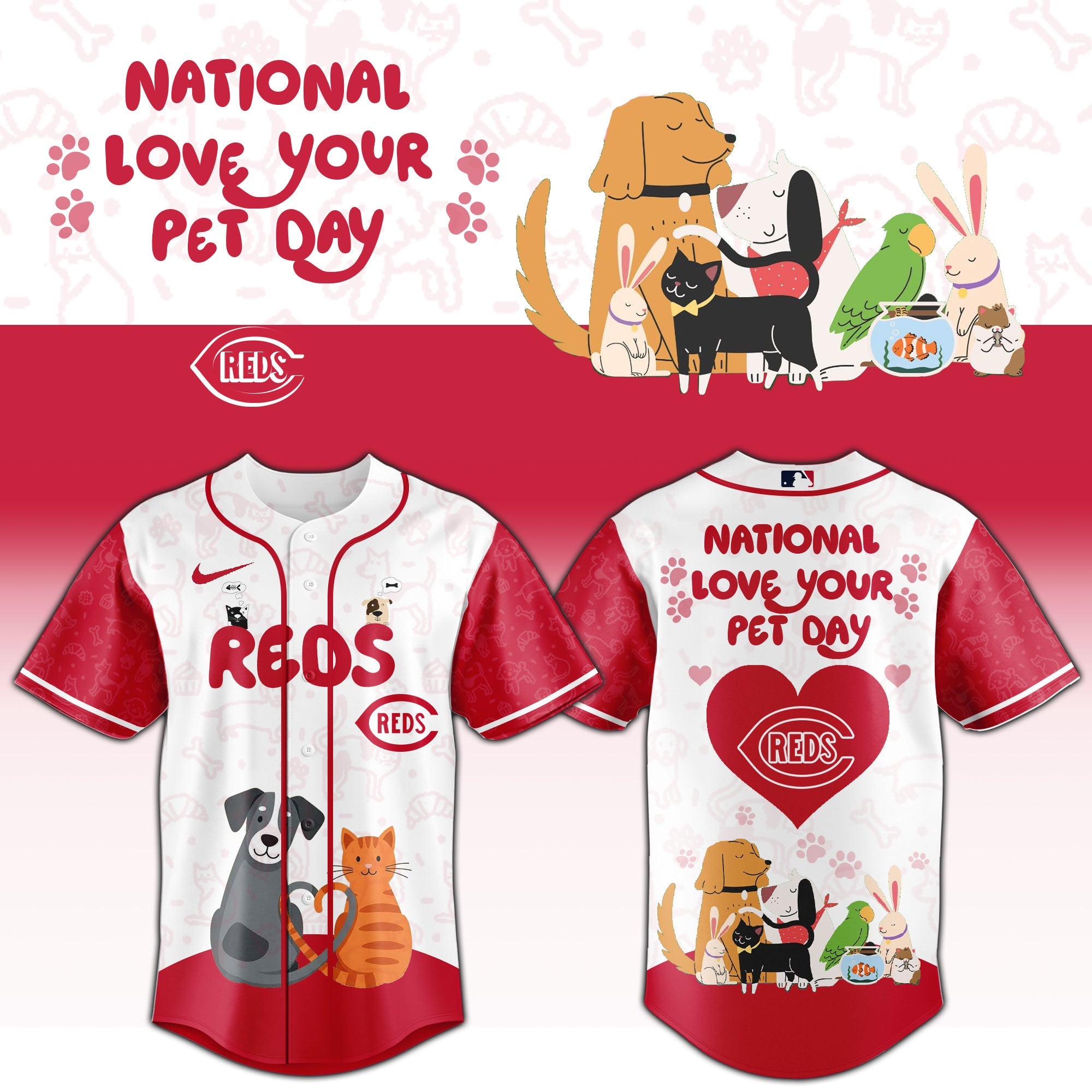 CIN Reds special National Love Your Pet Day Limited Edition Jersey