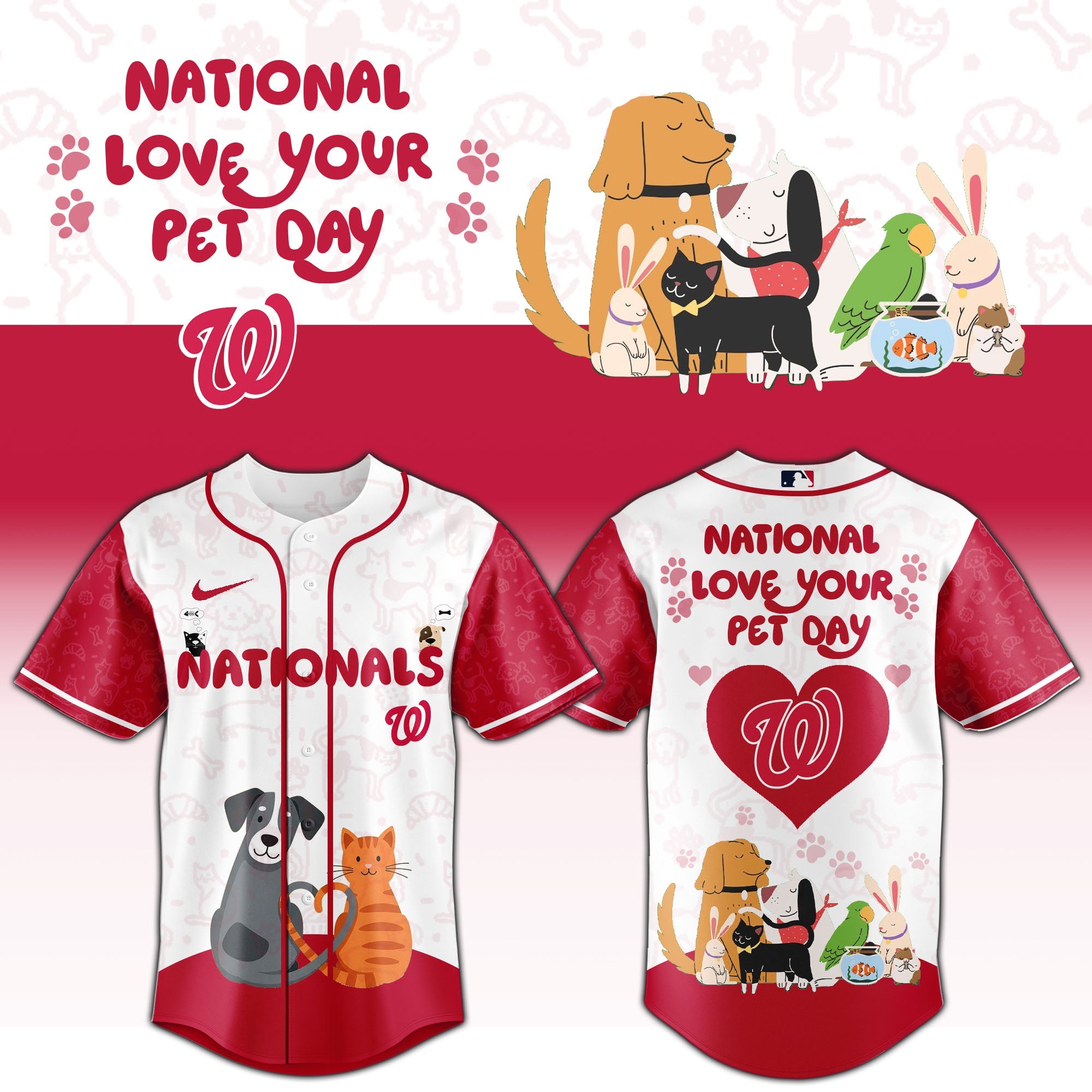 WSH Nationals special National Love Your Pet Day Limited Edition Jersey