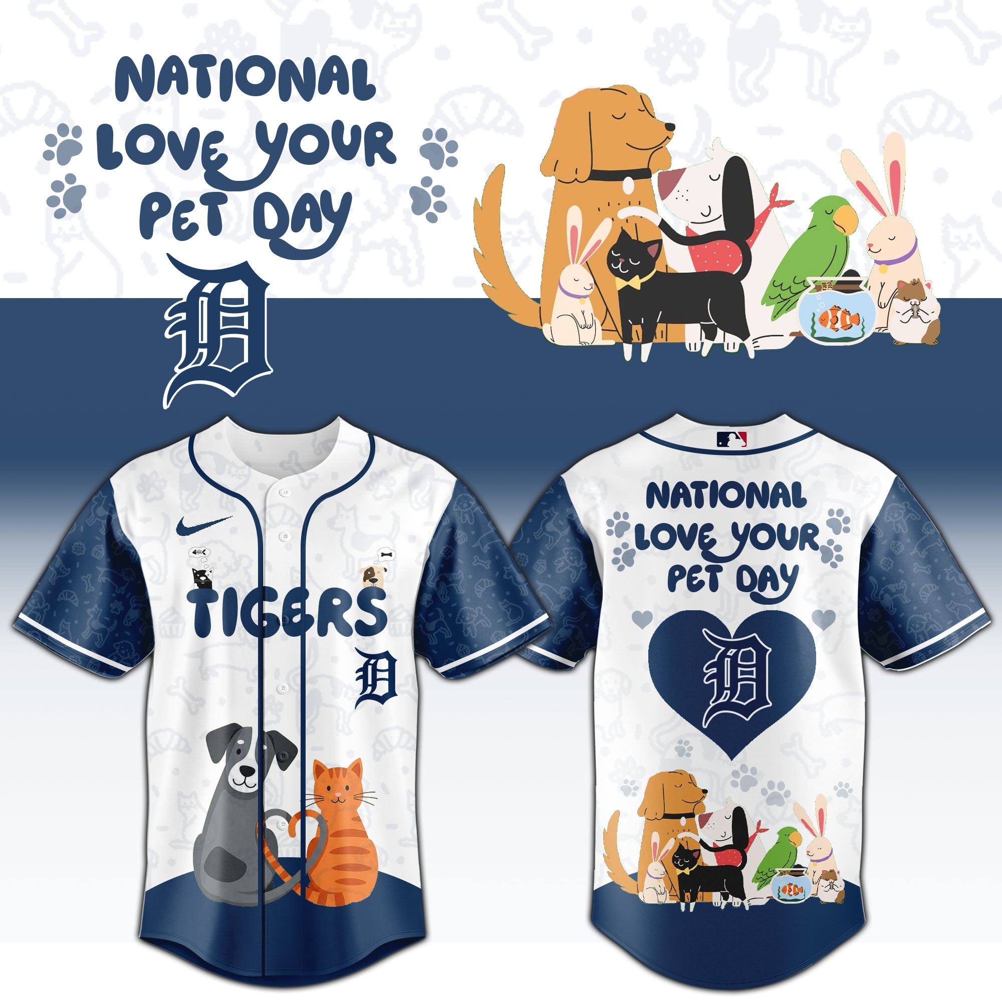 DET Tigers special National Love Your Pet Day Limited Edition Jersey