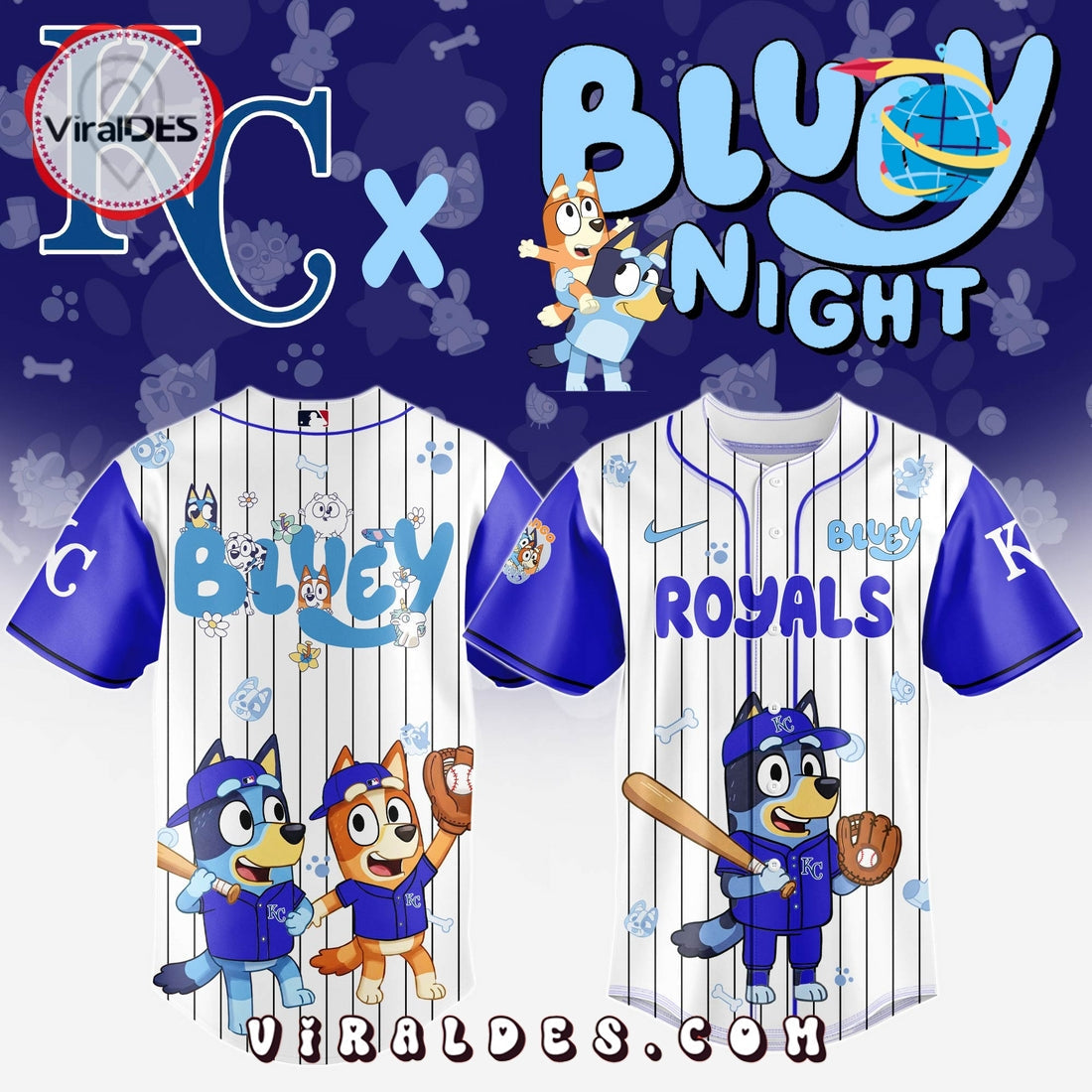 Kansas City Royals MLB Bluey And Bingo Baseball Jersey