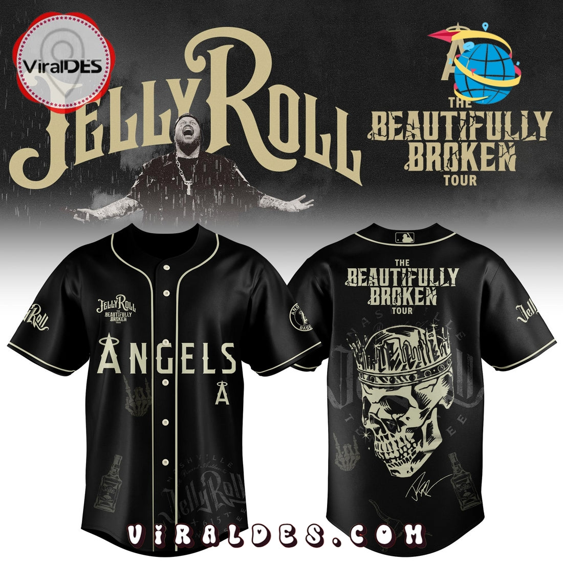Los Angeles Angels x Jelly Roll Tour Baseball Jersey