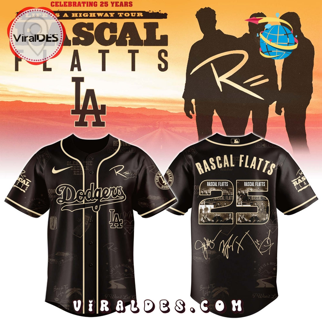 Los Angeles Dodgers MLB x Rascal Flatts Life Is a Highway Tour Jersey
