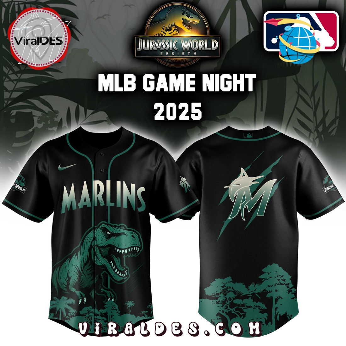 Miami Marlins x Jurassic World Baseball Jersey