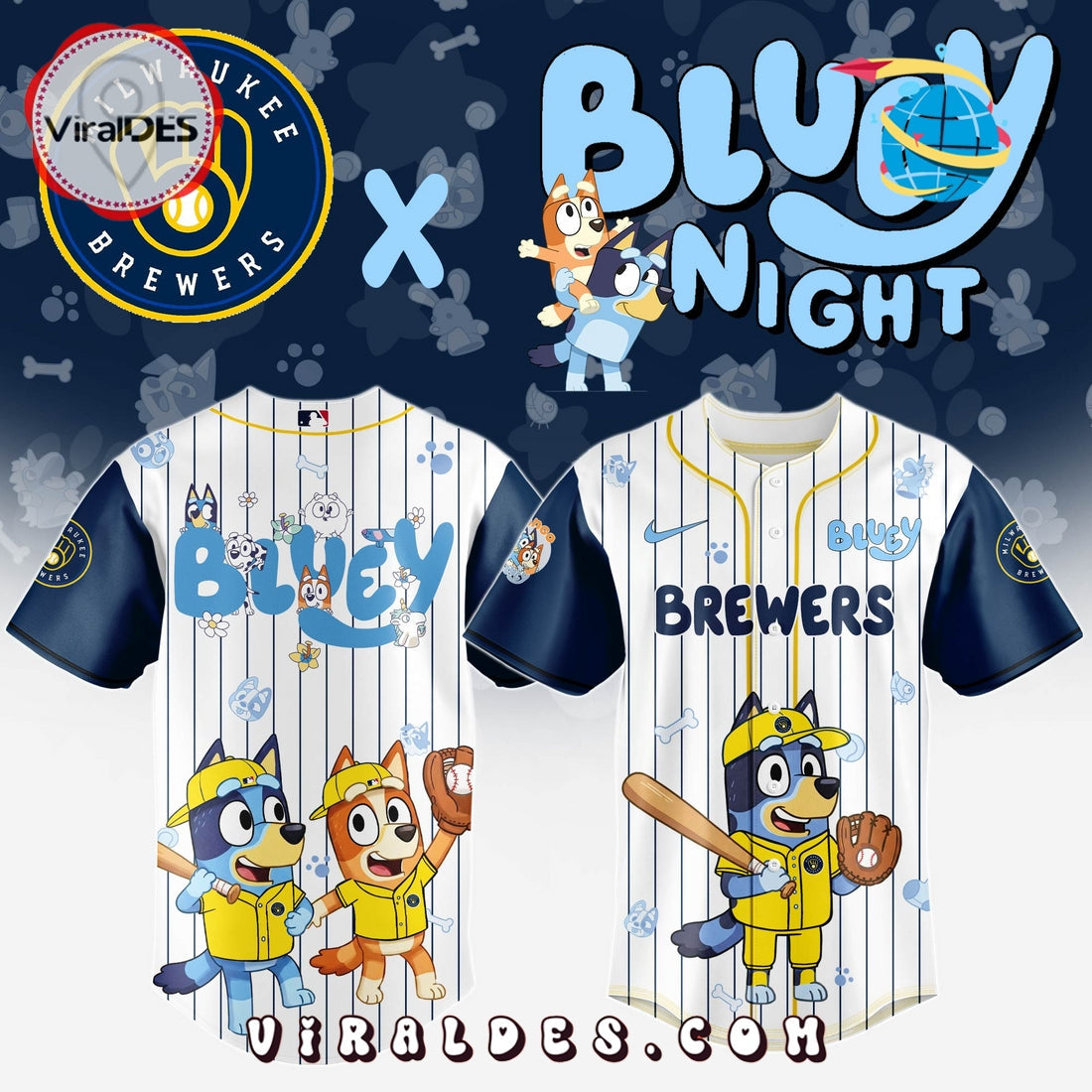 Milwaukee Brewers MLB Bluey And Bingo Baseball Jersey