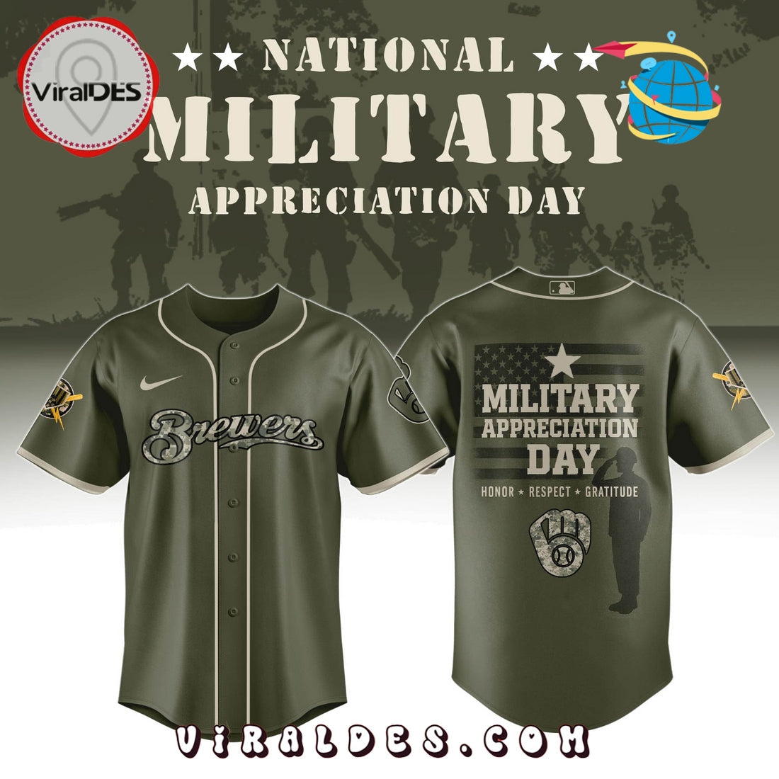 Milwaukee Brewers MLB Military Appreciation Day Baseball Jersey