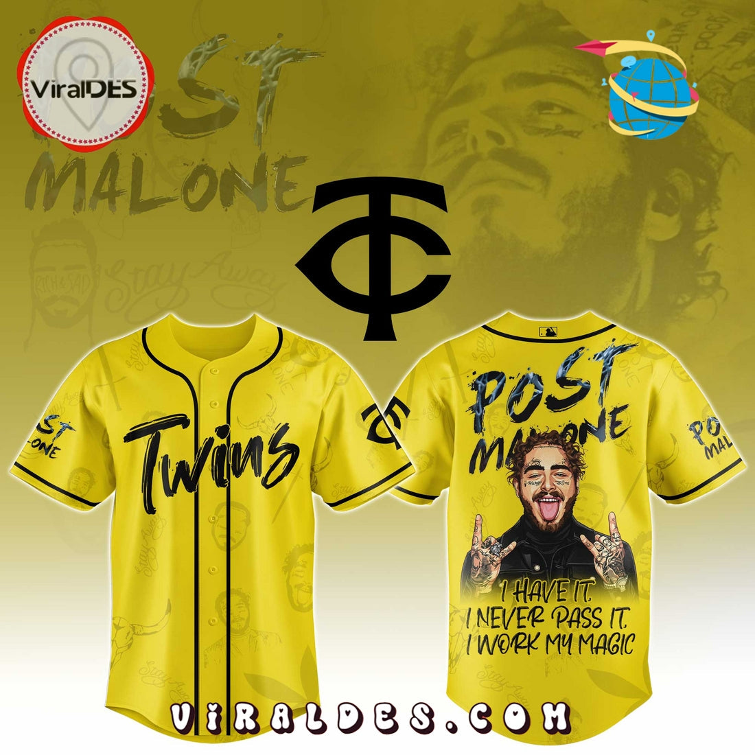 Minnesota Twins x Post Malone Tour Baseball Jersey