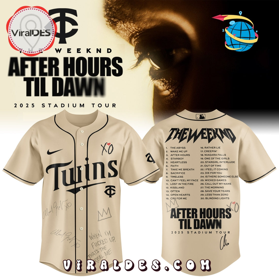 Minnesota Twins x The Weeknd After Hours Til Dawn Baseball Jersey
