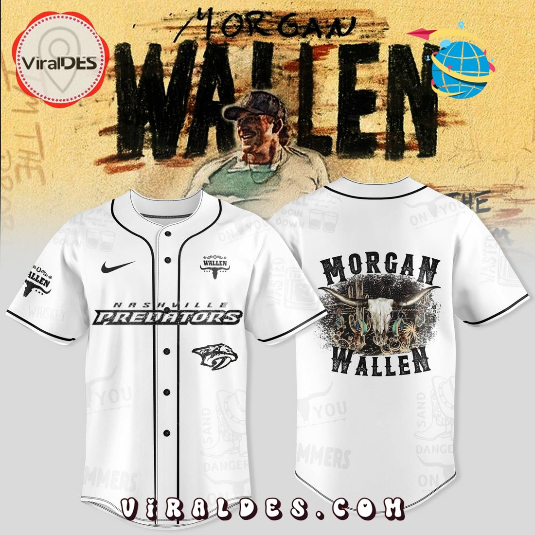 Nashville Predators x Morgan Wallen Baseball Jersey