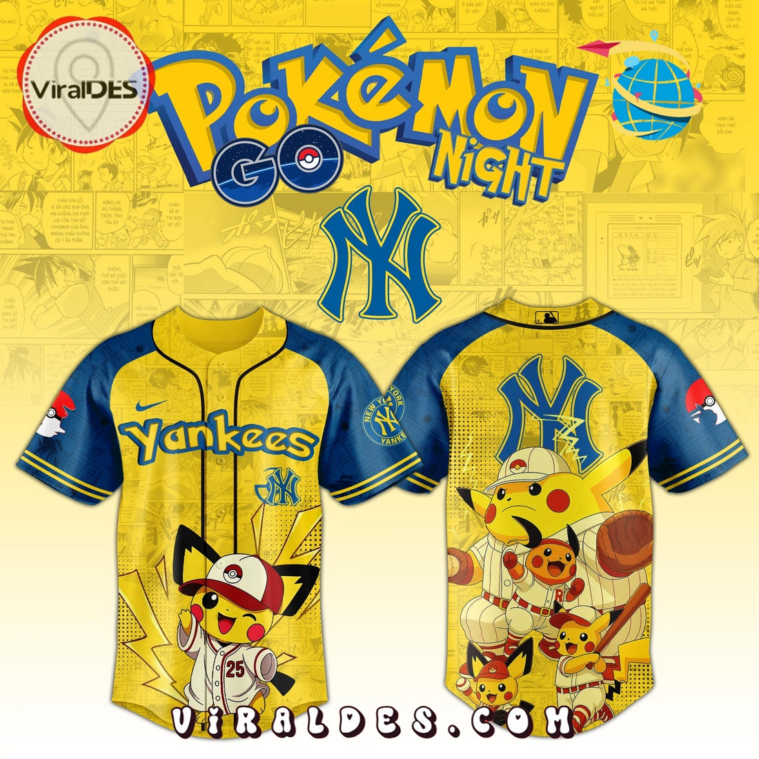New York Yankees MLB Pokémon GO Night Baseball Jersey