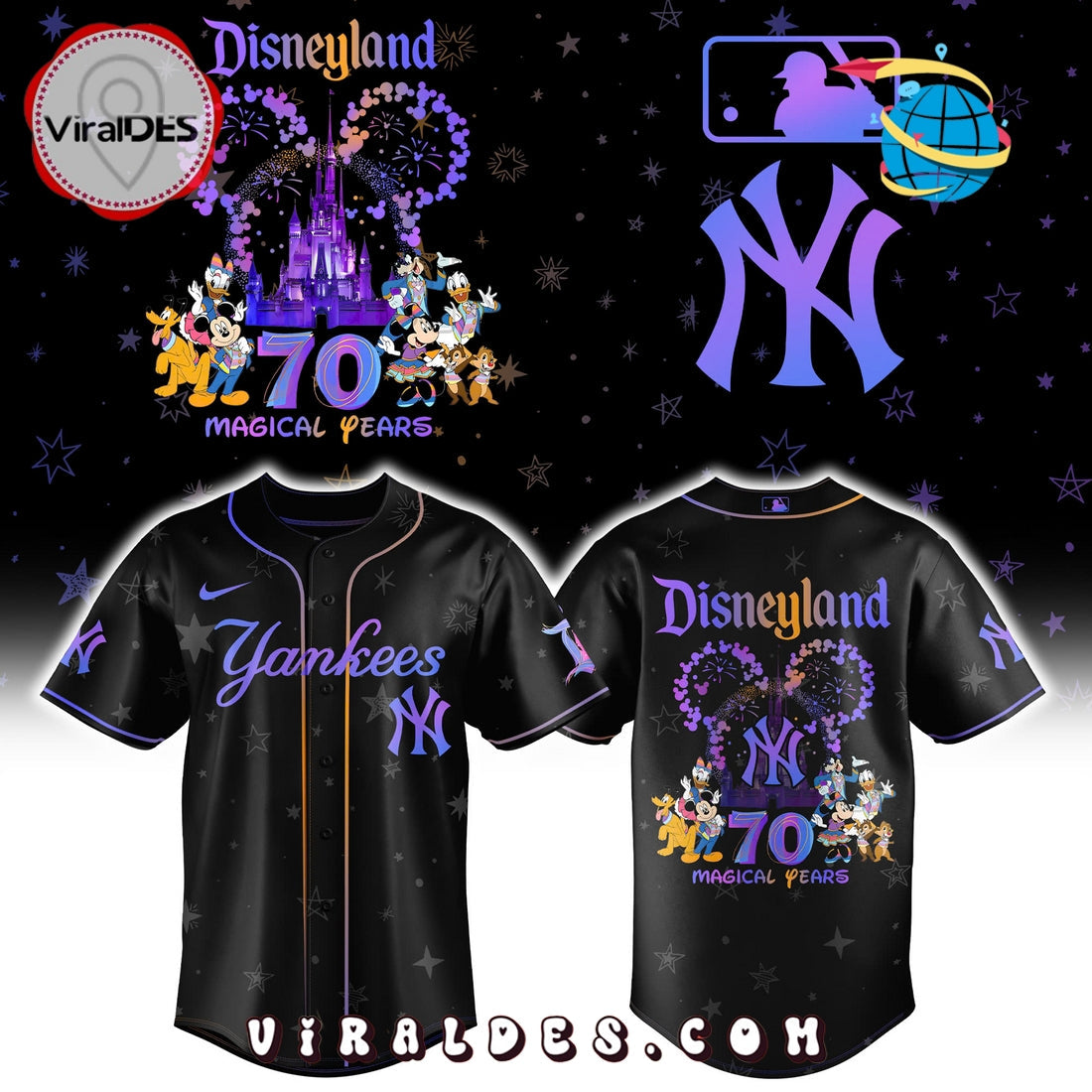 New York Yankees x Disneyland 70th Baseball Jersey