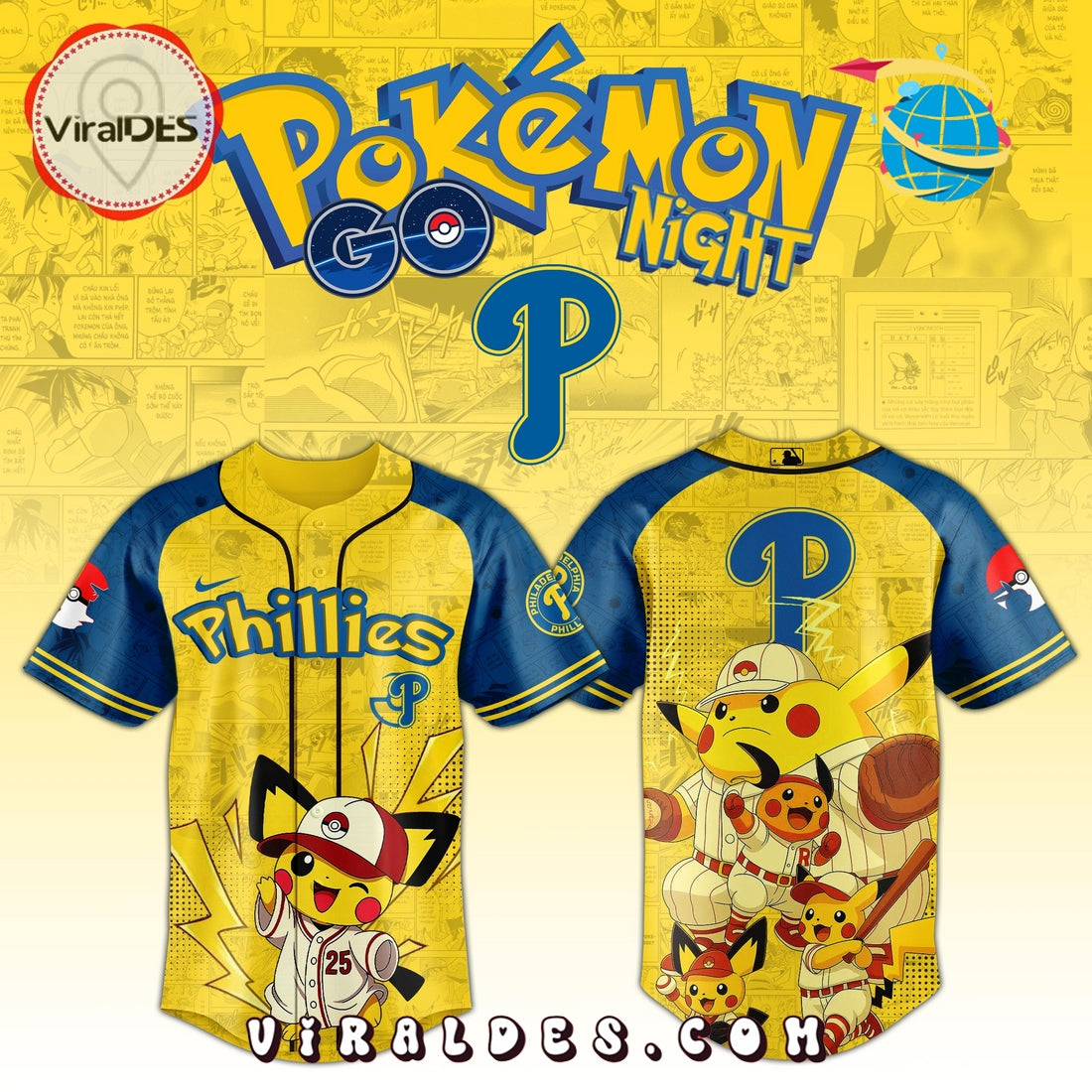 Philadelphia Phillies Pokémon GO Night Baseball Jersey