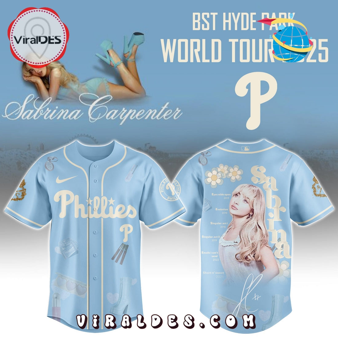 Philadelphia Phillies MLB x Sabrina Carpenter Baseball Jersey