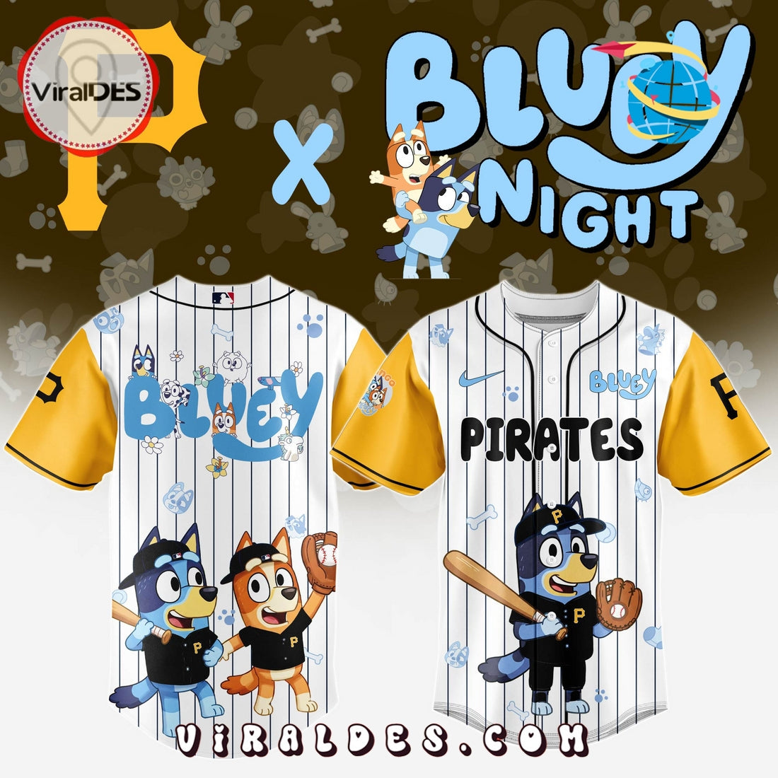 Pittsburgh Pirates MLB Bluey And Bingo Baseball Jersey
