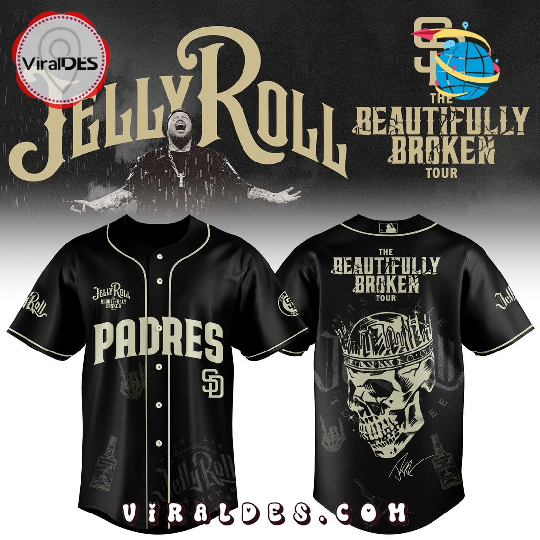 San Diego Padres x Jelly Roll Tour Baseball Jersey