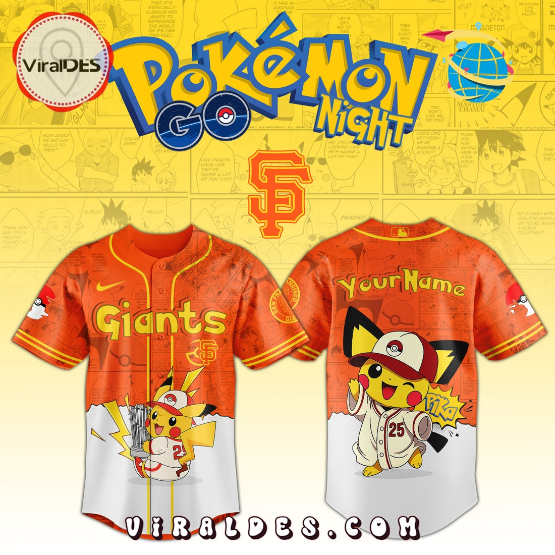 San Francisco Giants x Pokémon GO Night Baseball Jersey