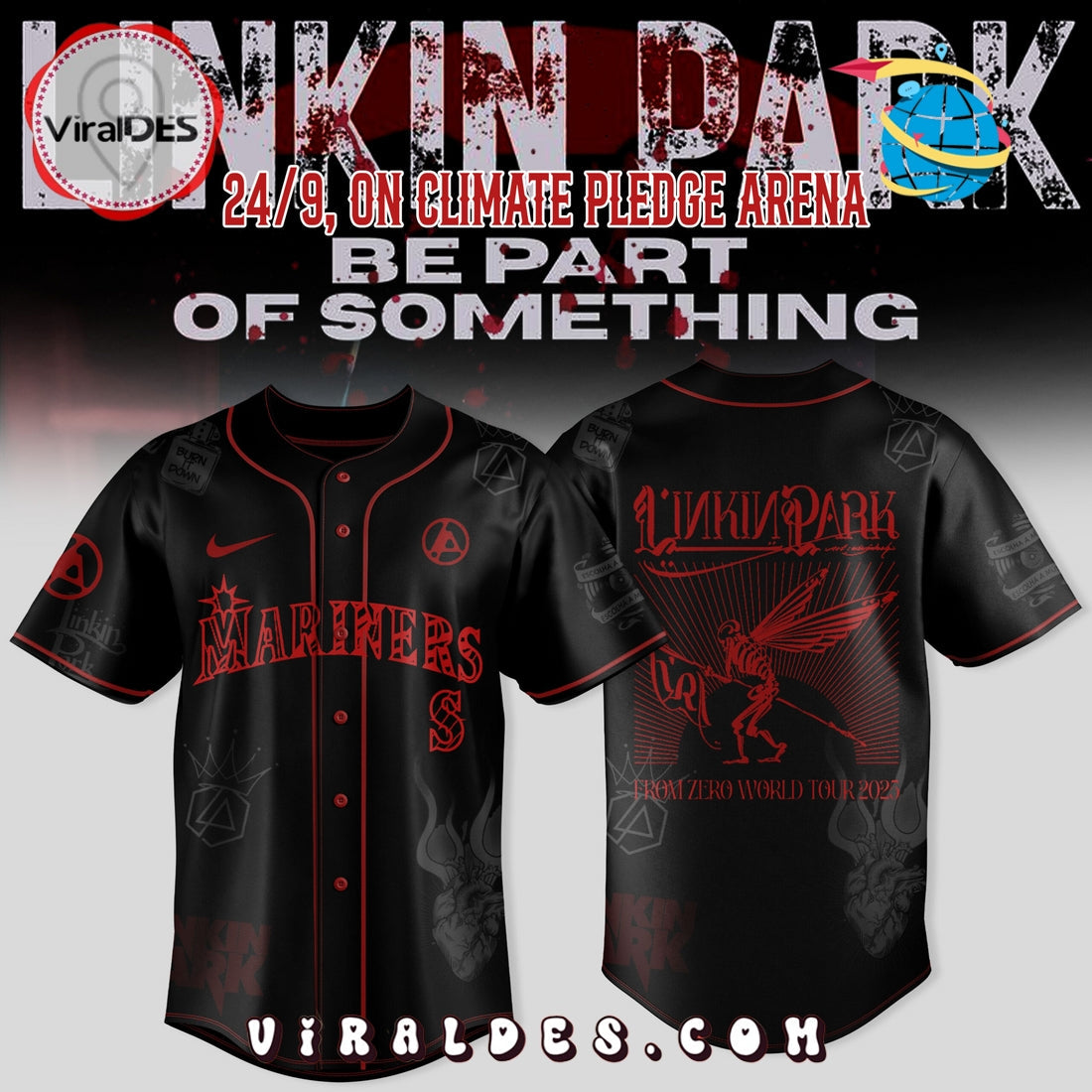 Seattle Mariners x Linkin Park Baseball Jersey