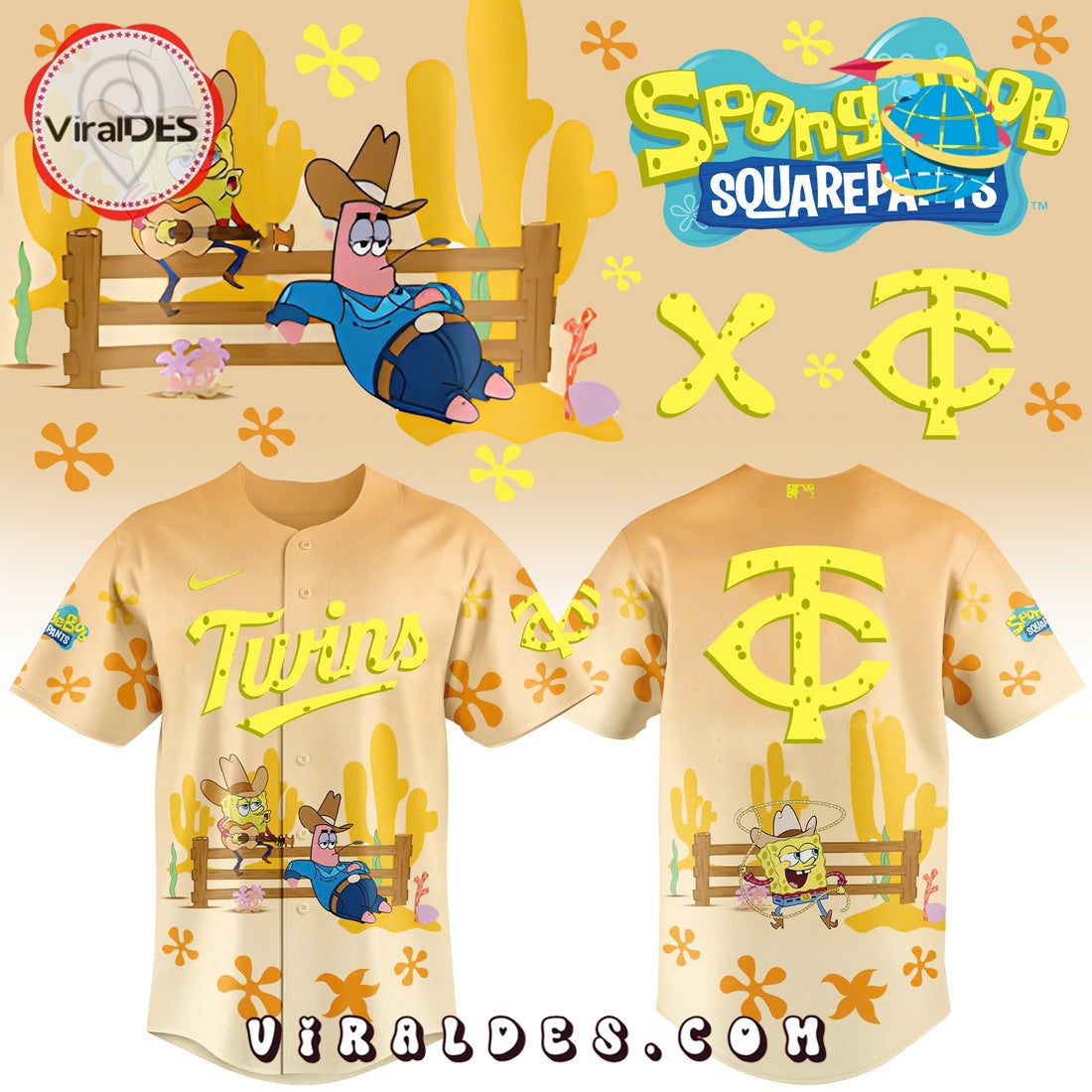 Spongebob Squarepants MLB Minnesota Twins Baseball Jersey