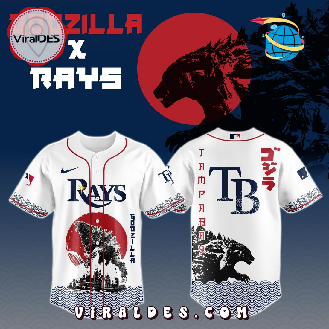 Tampa Bay Rays MLB x Godzilla Baseball Jersey