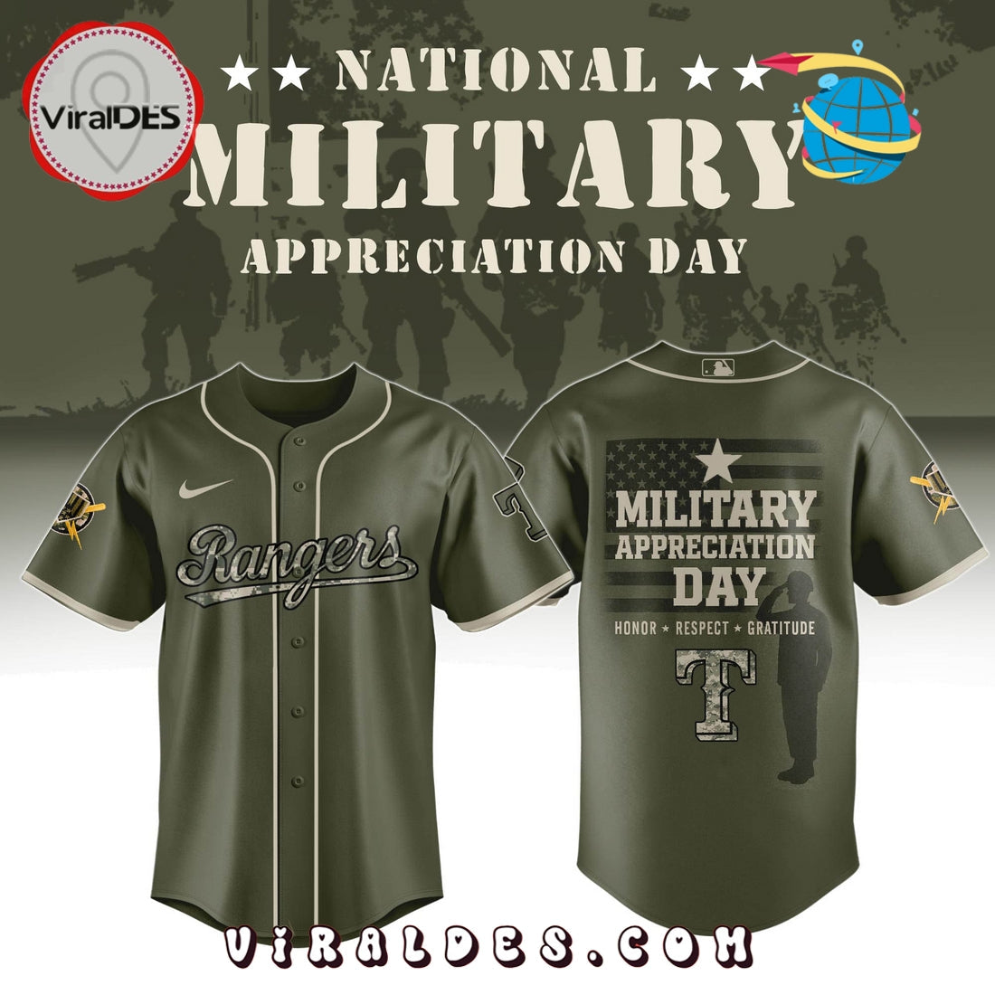 Texas Rangers MLB Military Appreciation Day Baseball Jersey