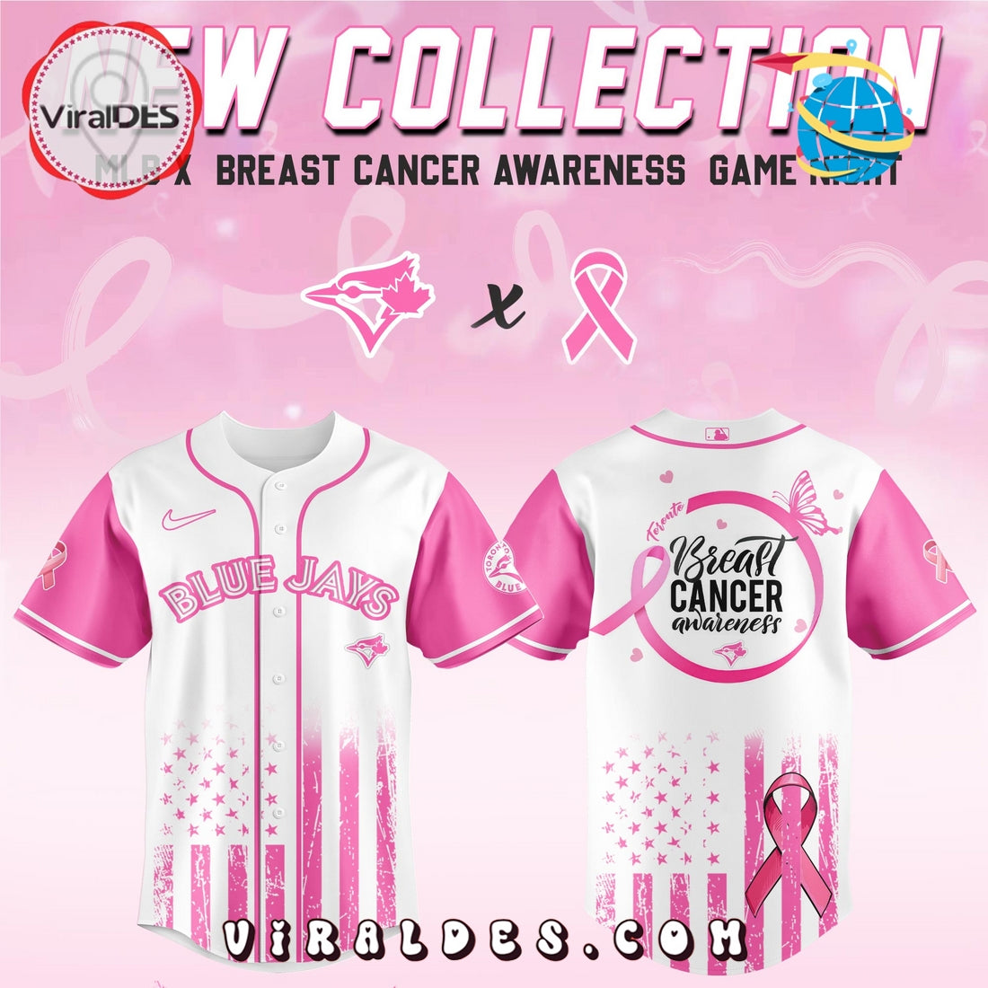 Toronto Blue Jays x Breast Cancer Awareness Game Night Baseball Jersey