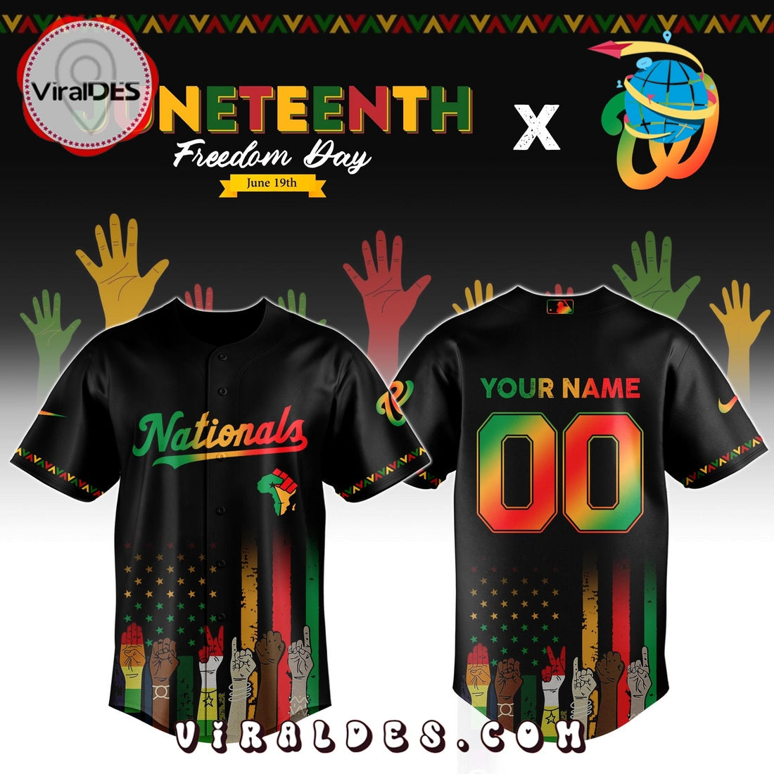 Washington Nationals Custom MLB Juneteenth Baseball Jersey