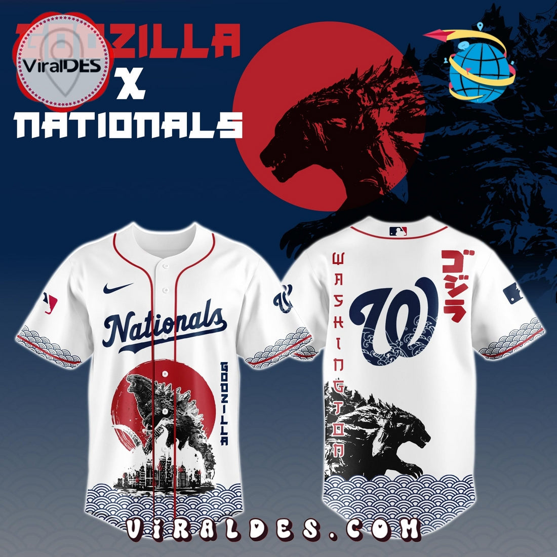 Washington Nationals MLB x Godzilla Baseball Jersey