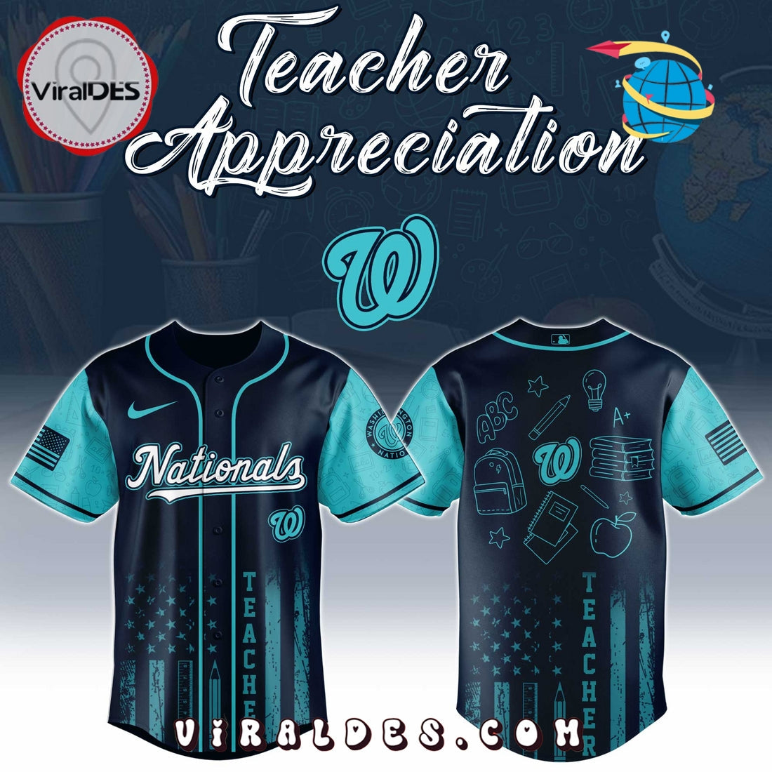 Washington Nationals MLB x Teacher Appreciation Day Baseball Jersey