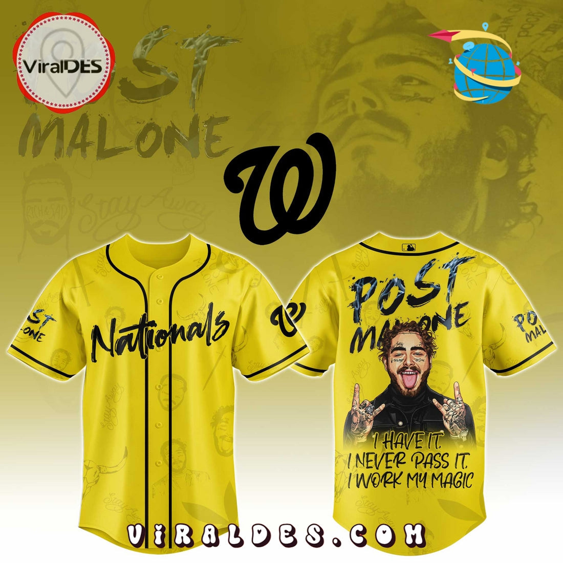 Washington Nationals x Post Malone Tour Baseball Jersey